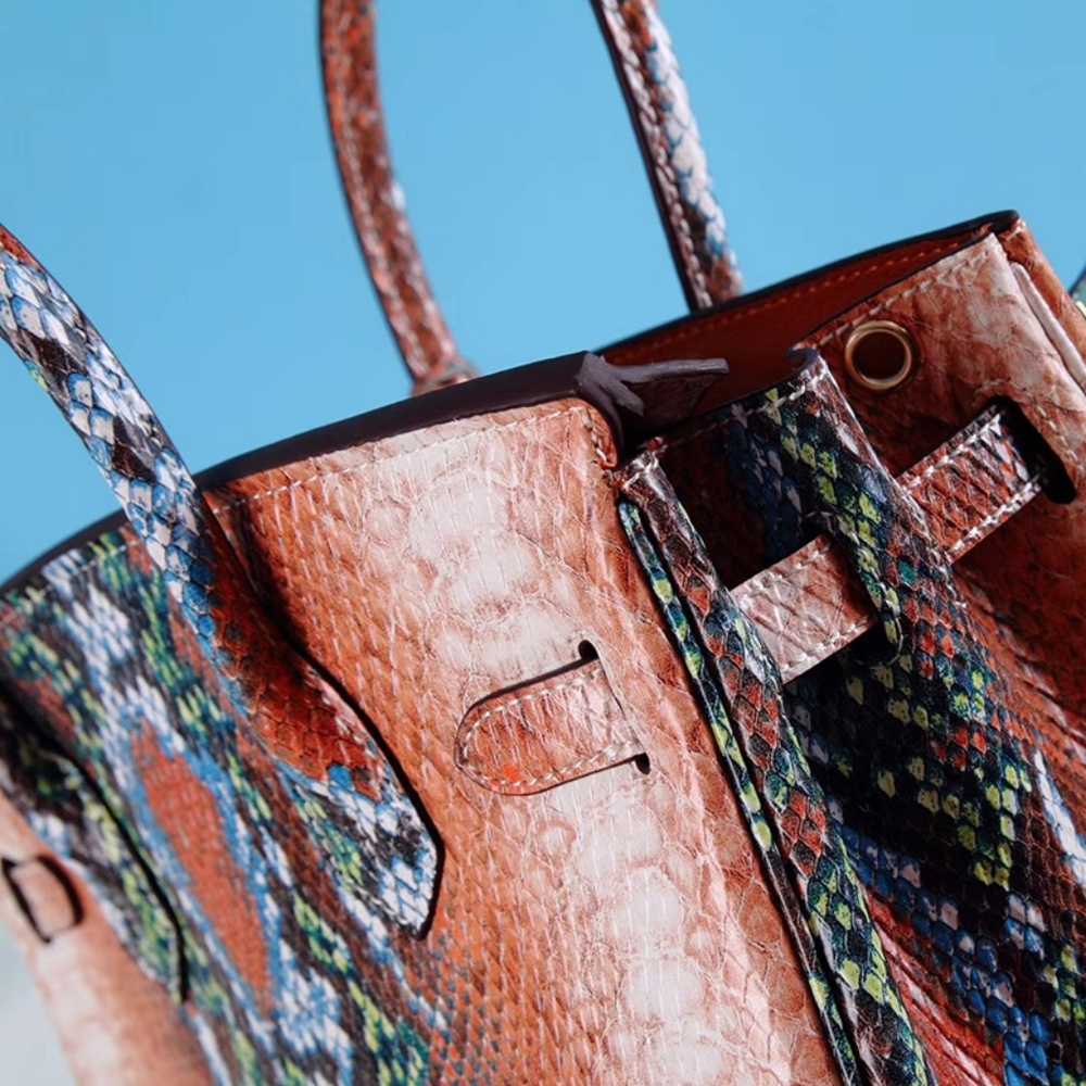 Python Embossed Leather Tote - Picture 2 of 6